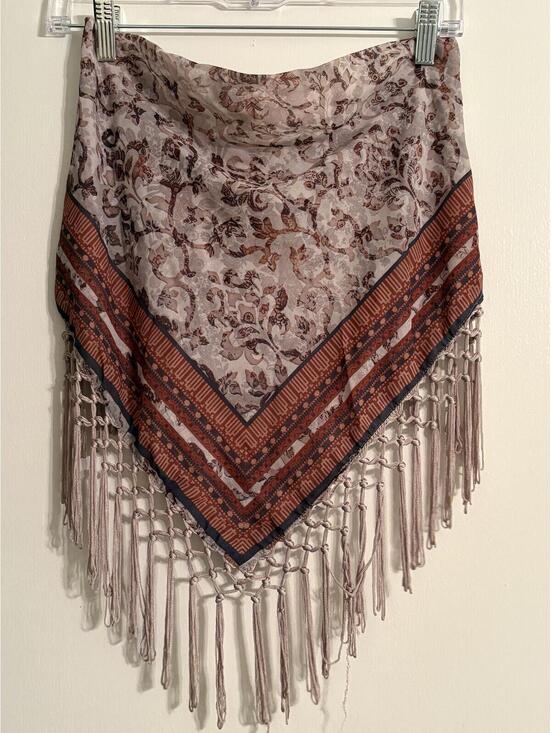 Tops - Boho Paisley Bandana Scarf Top Fringe Hem Festival Western Cowgirl Handkerchief